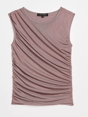 LOFT Women’s Versa Mesh Ruched Tank Top, Color: Brown Malt, Size: Small